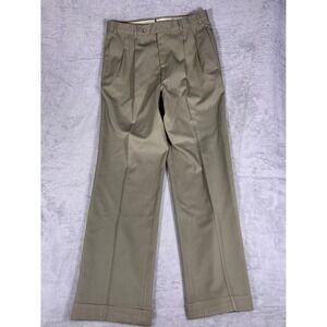 Brooks Brothers Dress Pants Mens 34x31 Tan Pleated Cuffed Straight Leg WOOL